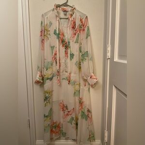 H&M Pink and Orange Bishop Sleeve Sundress